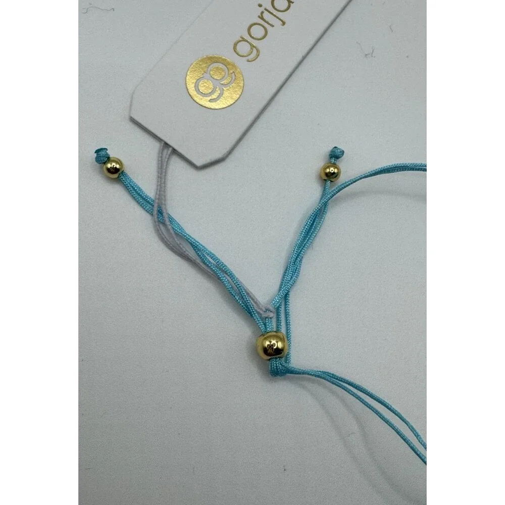 Gorjana Initial Prism Bracelet Blue Letter I Gold Plated Adj  Cord NWT